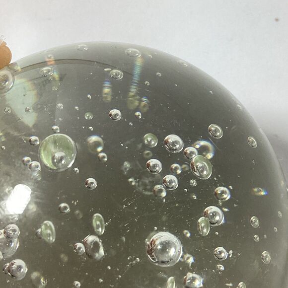 Vintage Paperweight Glass Sphere Clear Controlled Bubbles 3" - Picture 6 of 7